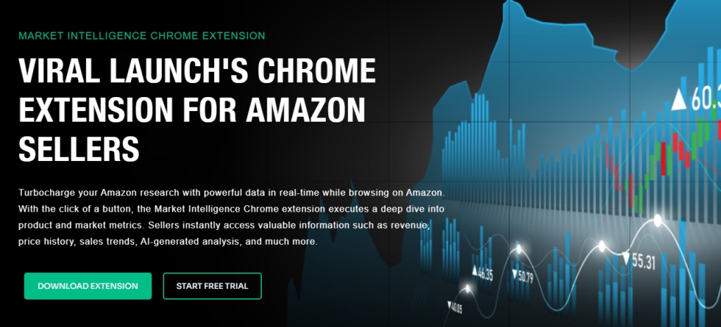 Screenshot of Viral-Launch.com with its Chrome extension displaying Amazon FBA Calculator features, offering product profitability insights for Amazon sellers.