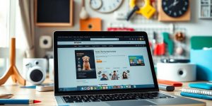 Laptop with Amazon page and affordable selling tools