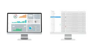 Side-by-side comparison of two software interfaces.
