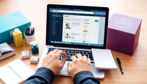 Person creating an Amazon product listing on a laptop.