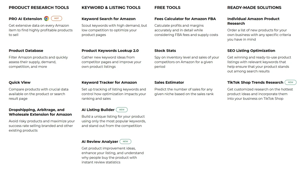 List of AMZScout Features
