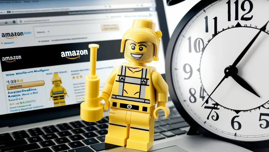 laptop, lego and clock on screen