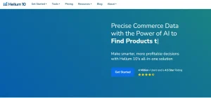 list of amazon softwares helium 10 screenshot