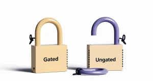 2 padlocks 1 showing "gated" other showing "ungated"