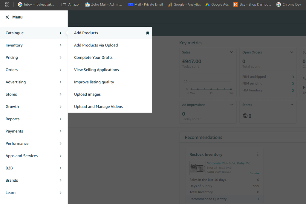 adding prodcut to amazon seller central