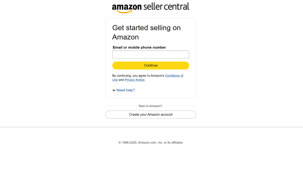 login page for amazon seller central